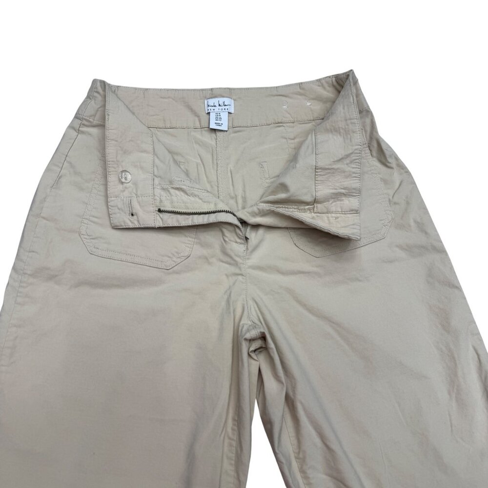 Nicole Millar NY Women's Wide Leg Beige Pants Front Patch Pockets, Size 8 - Picture 4 of 11